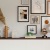 a table with art above it